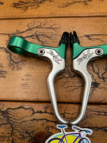 Real Design Silver and Green Brake Levers