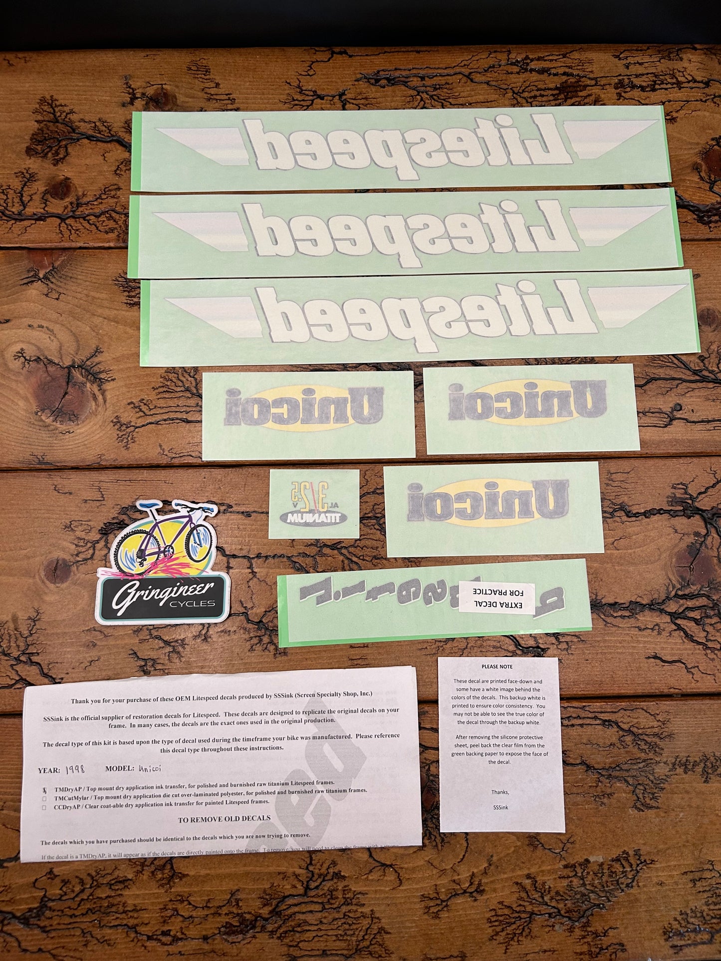 SSSink 1998 Litespeed Unicoi TMDryAP Decal Kit