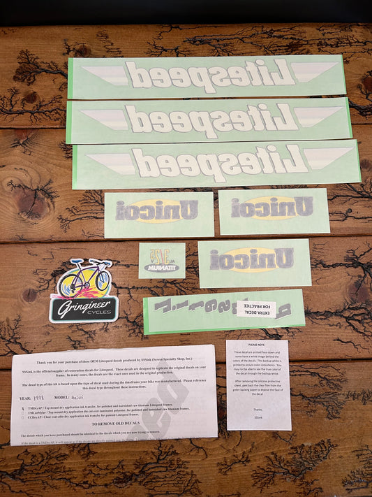 SSSink 1998 Litespeed Unicoi TMDryAP Decal Kit