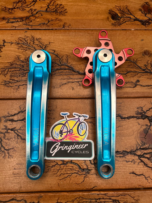 Kooka Blue And Red Anodized 170mm Square Taper Crankset