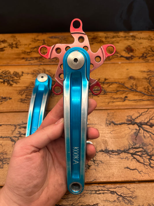 Kooka Blue And Red Anodized 170mm Square Taper Crankset