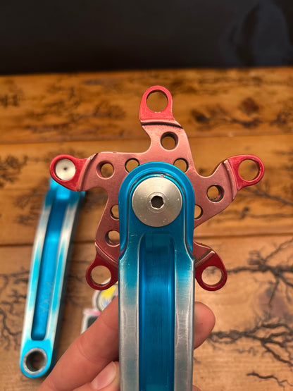 Kooka Blue And Red Anodized 170mm Square Taper Crankset