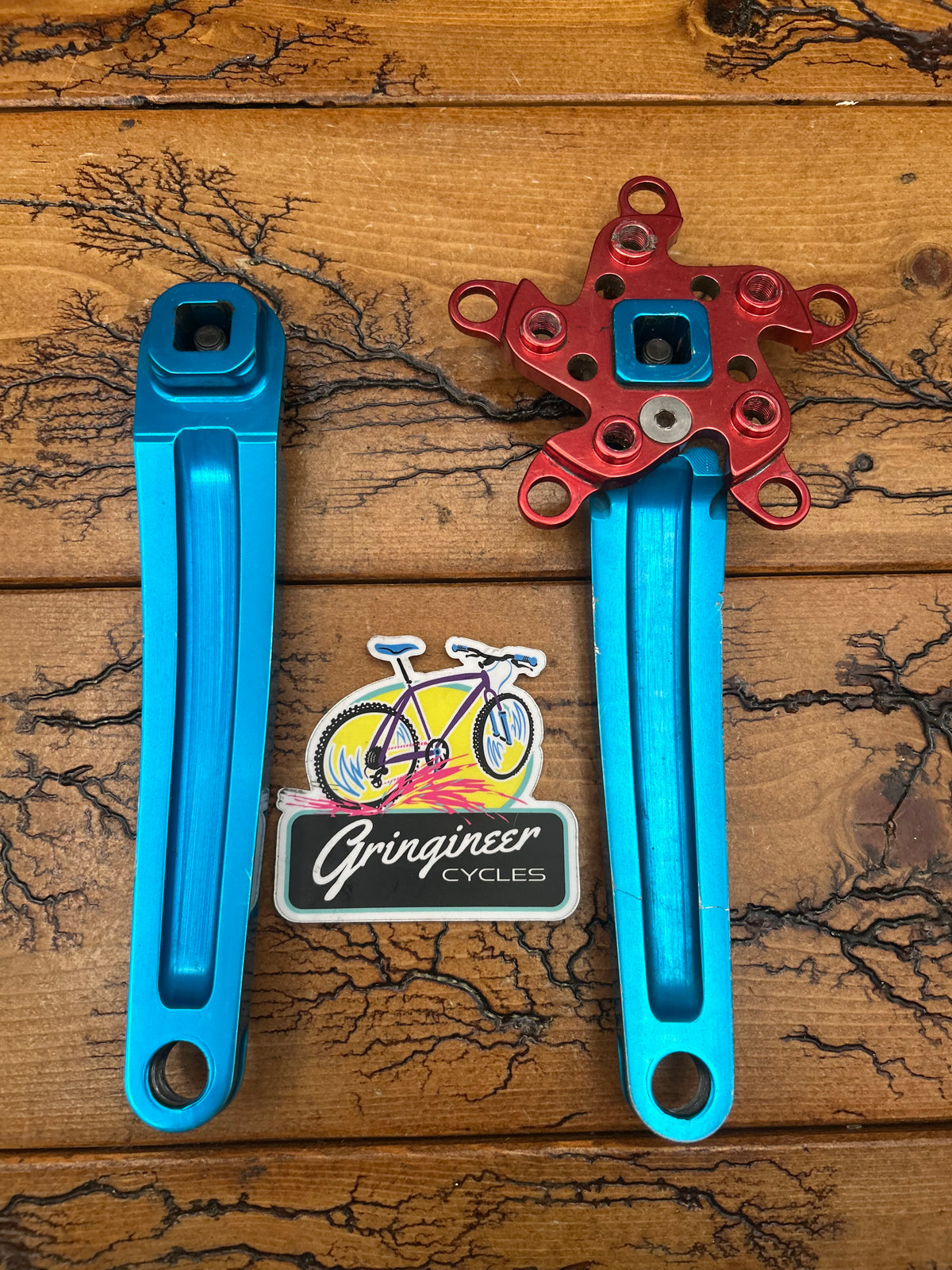 Kooka Blue And Red Anodized 170mm Square Taper Crankset