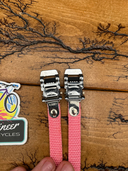 Sugino Paramount Pink Nylon Toe Straps NOS