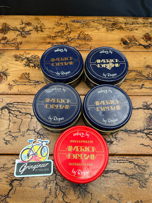 Set of 5 Regina America Freewheel Empty Tins