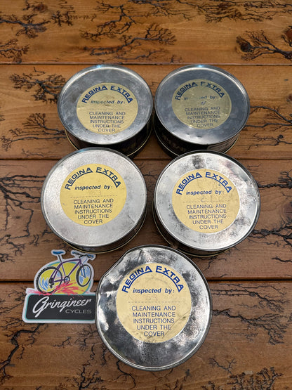Set of 5 Regina America Freewheel Empty Tins