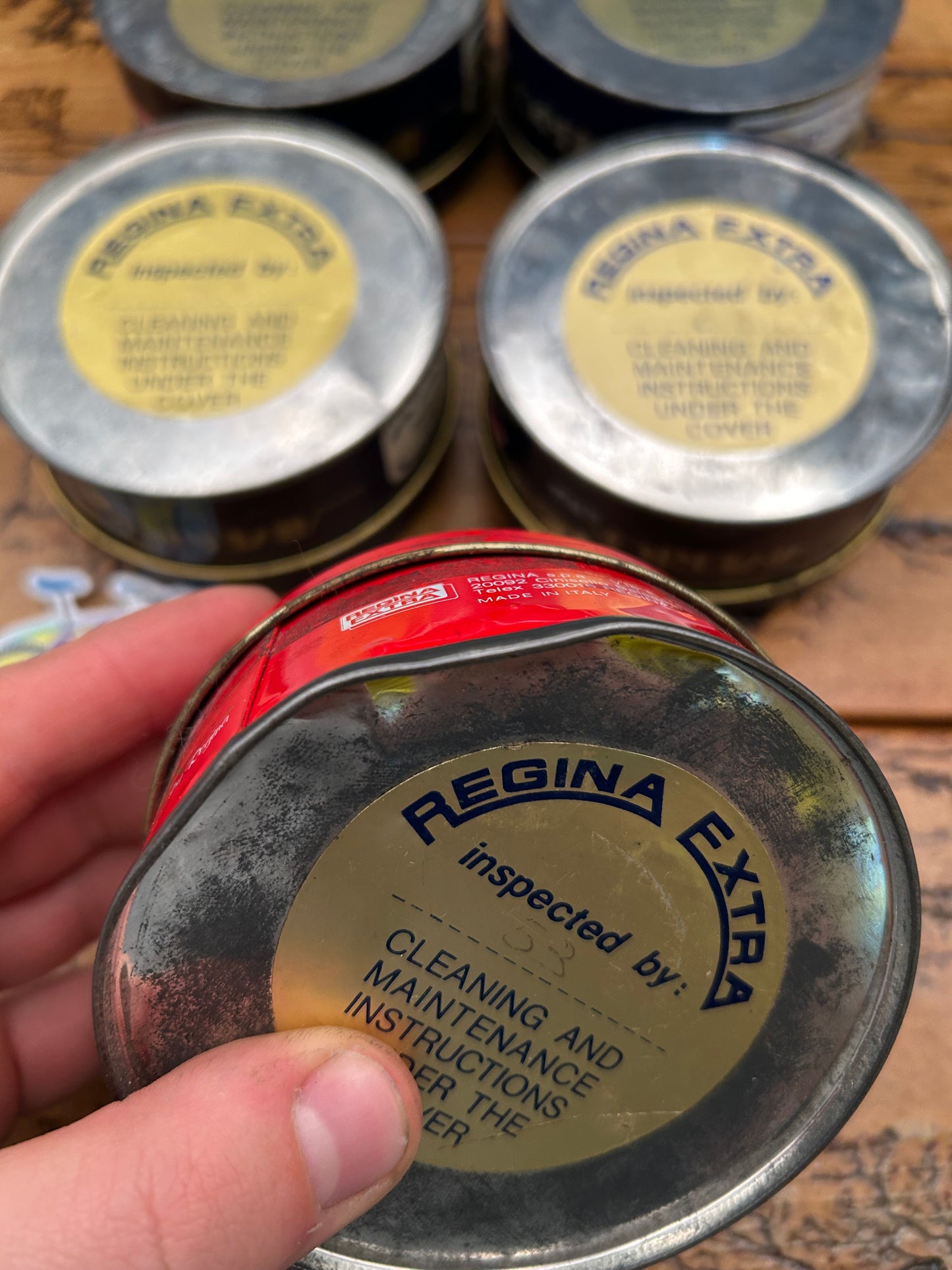 Set of 5 Regina America Freewheel Empty Tins