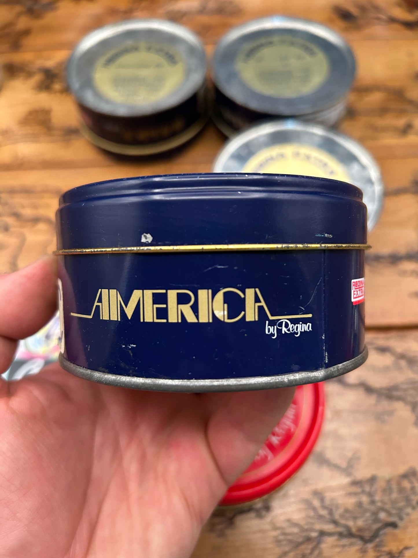 Set of 5 Regina America Freewheel Empty Tins