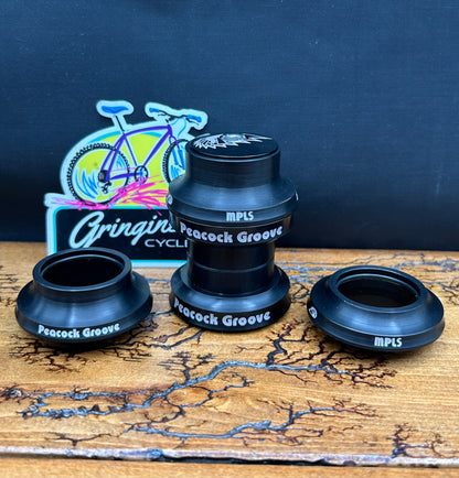 Peacock Groove 1 1/8 Black Threadless Headset With 3 Stack Heights NOS