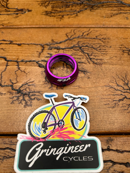 FSA Purple Anodized 1 1/8 Inch Surelock Threaded Headset Lock Nut