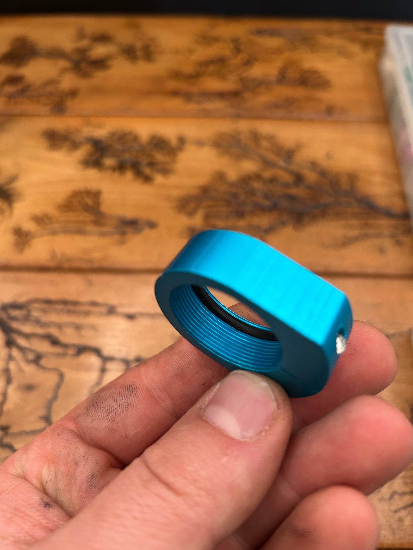 Turquoise Anodized 1 1/8 Inch Threaded Headset Lock Nut
