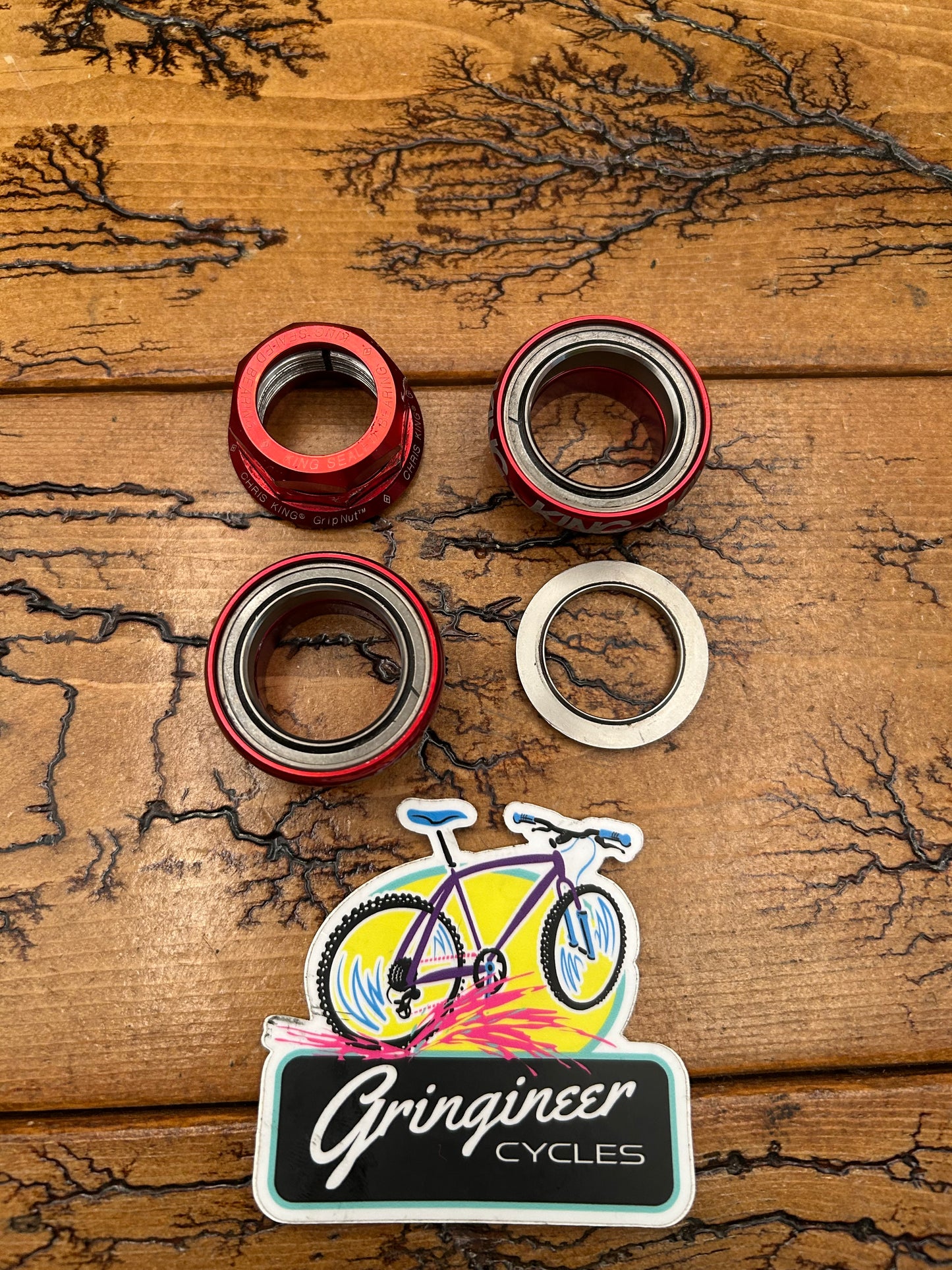 Chris King Red 1 Inch Grip Nut Threaded Headset