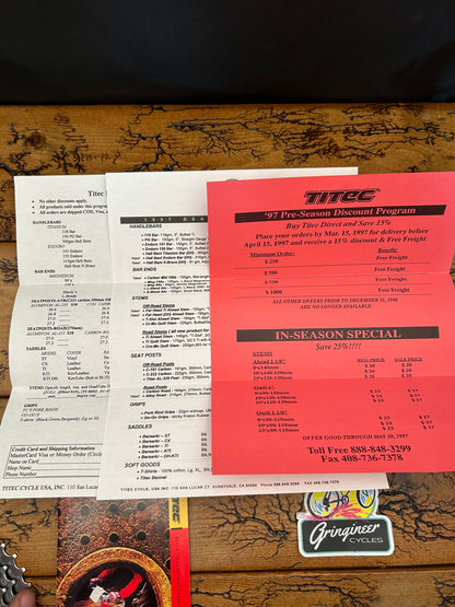 1997 Titec Catalog And Price Sheets