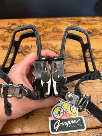 Sakae MTP-126 Pedals With Specialized Plastic Toe Cages And Straps