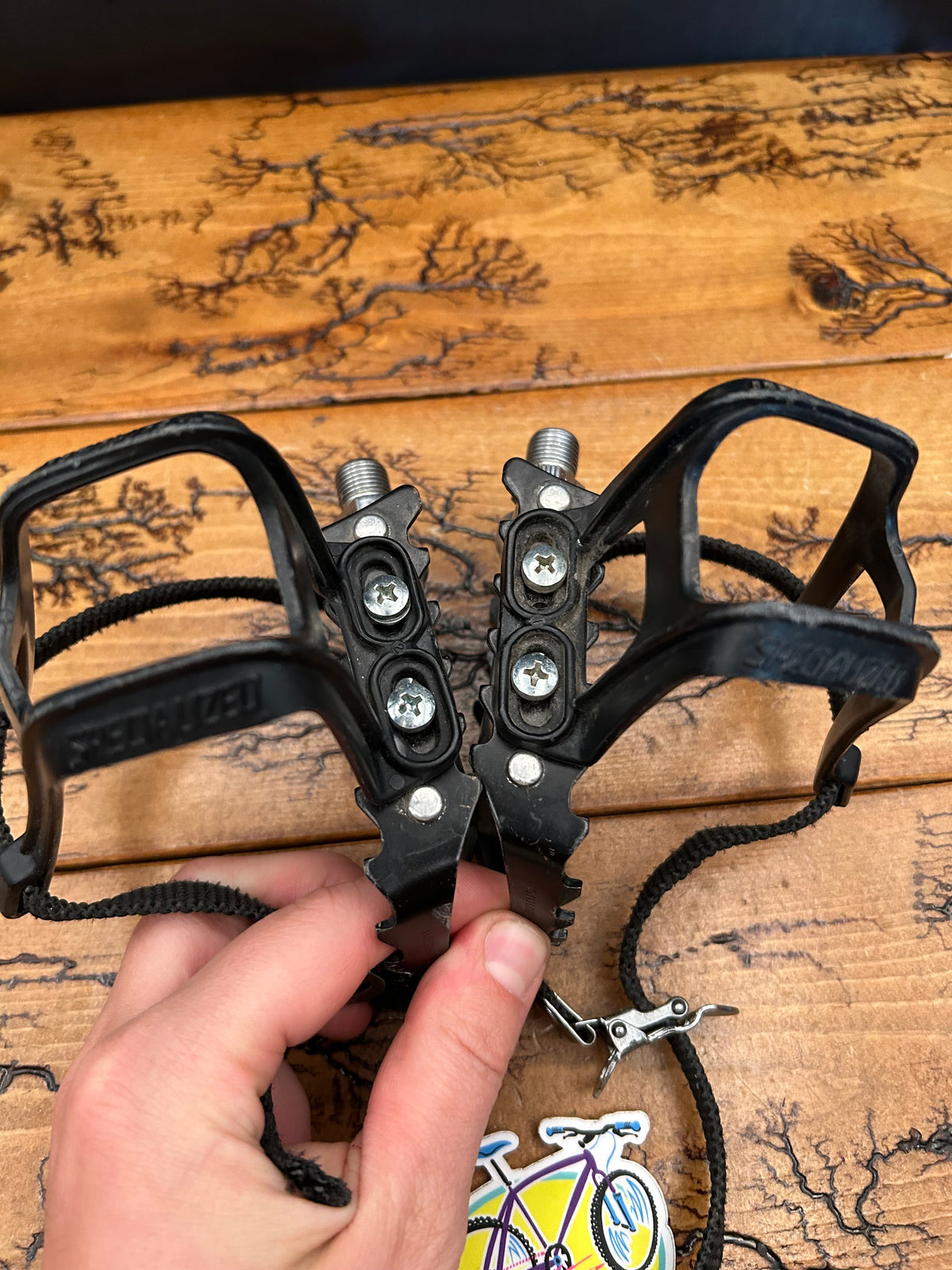 Sakae MTP-126 Pedals With Specialized Plastic Toe Cages And Straps
