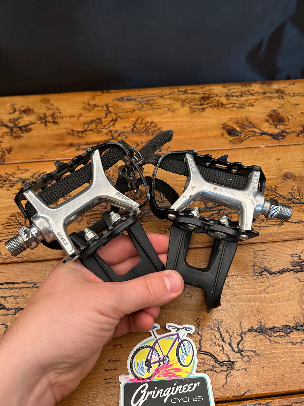 Sakae MTP-126 Pedals With Specialized Plastic Toe Cages And Straps