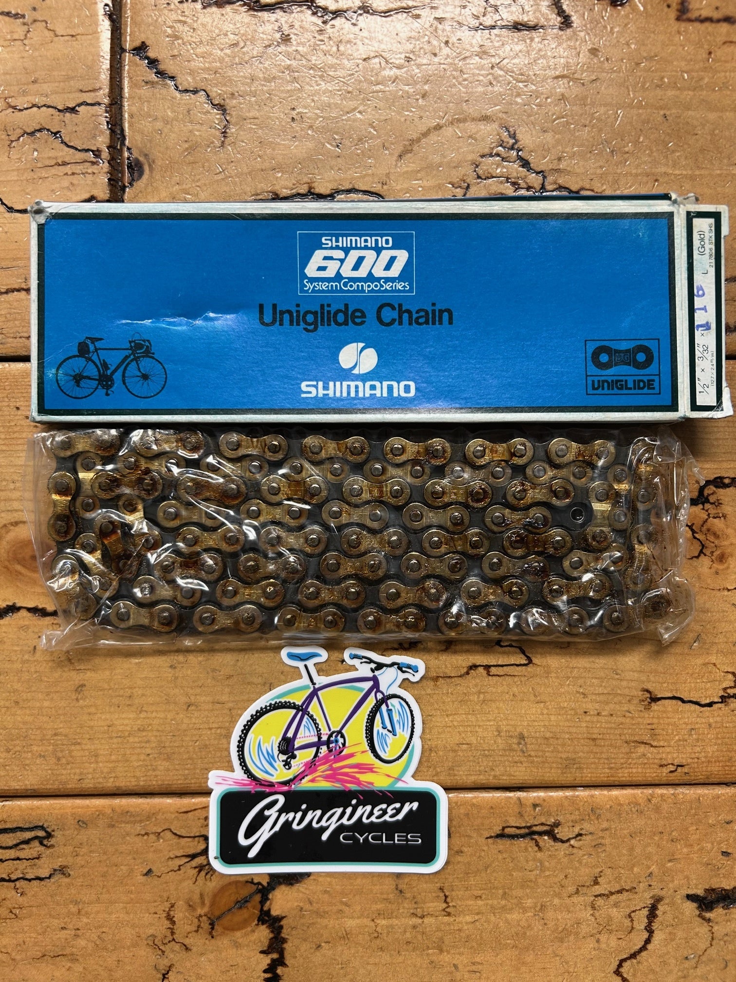 600 Chain Shimano 600 Gold Uniglide 1/2x3/32 116 Links Chain NOS – Gringineer Cycles